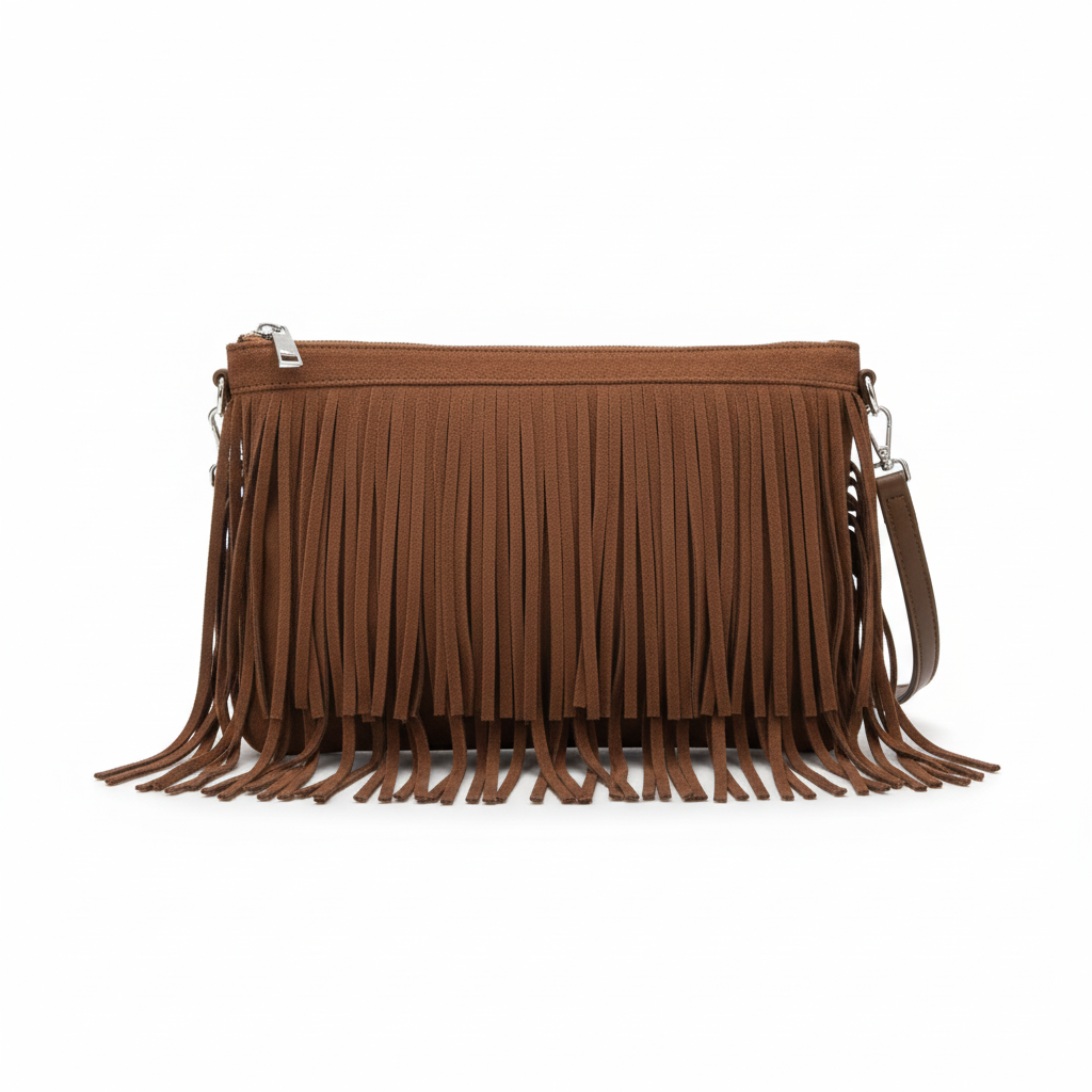 Bolso marrón de flecos antelina